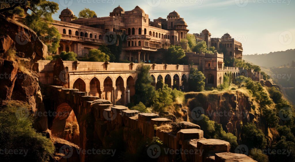 ai generated view of natural beautiful mughal era houses and forts photo